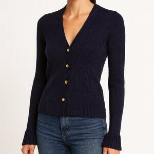 Tara Jarmon Metallic Ribbed‎ Cardigan Navy Small